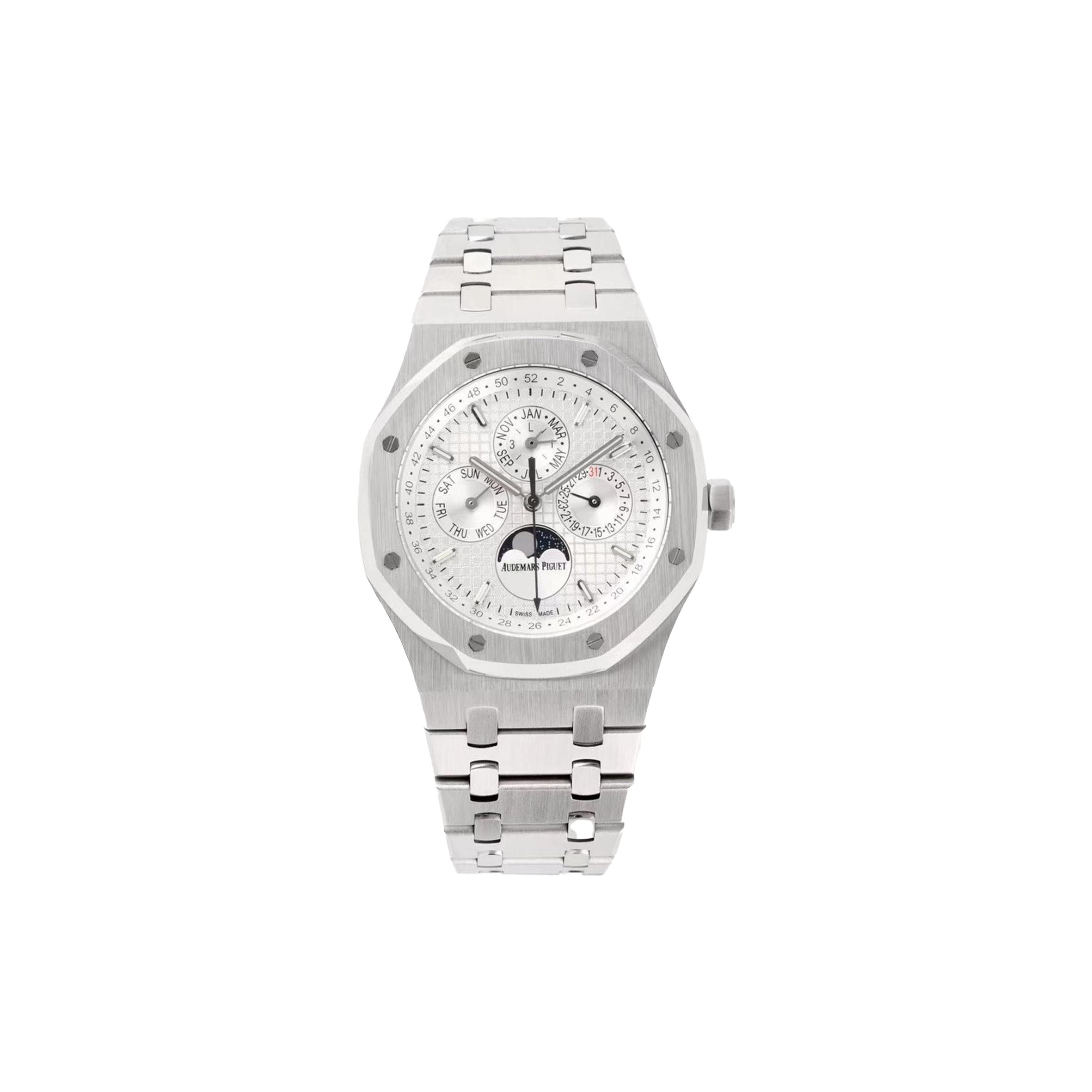 AUDEMARS PIGUET ROYAL OAK PERPETUAL CALENDAR STEEL WHITE DIAL WATCH 26574ST.OO.1220ST.01